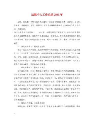 法院个人工作总结20XX年 