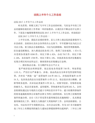 法院上半年个人工作总结 