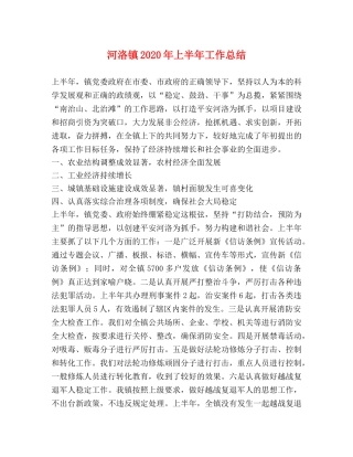 河洛镇2020年上半年工作总结 
