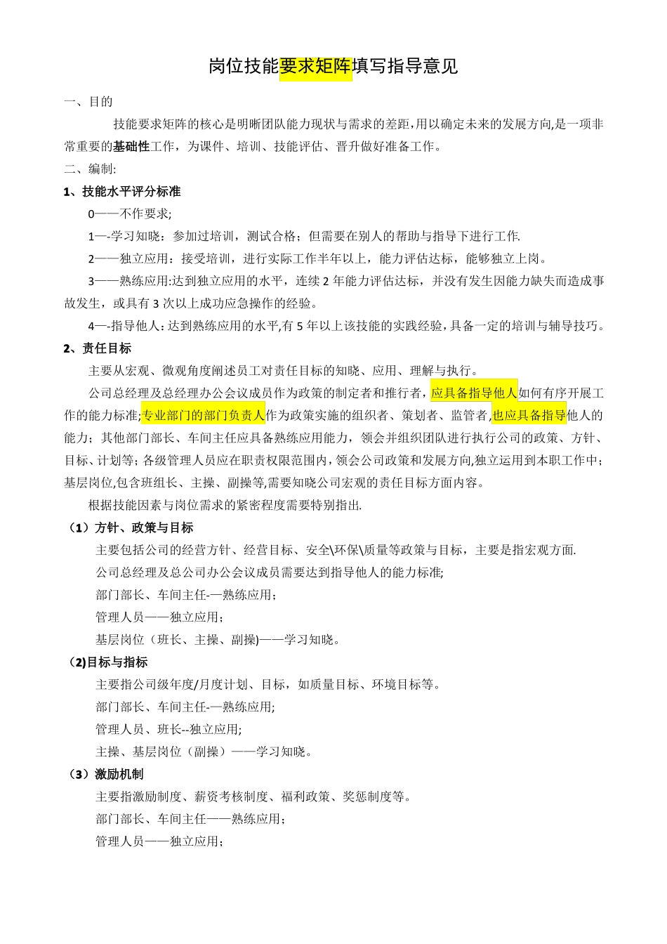 岗位技能要求矩阵参考_第1页