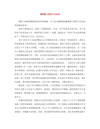 概预算工程师工作总结 