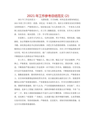 2021年工作参考总结范文2)