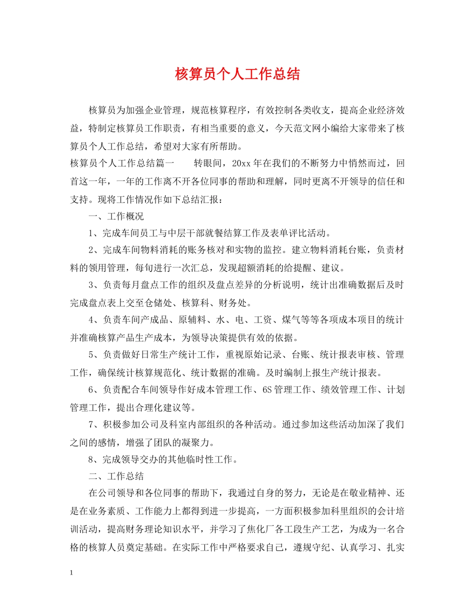 核算员个人工作总结 _第1页