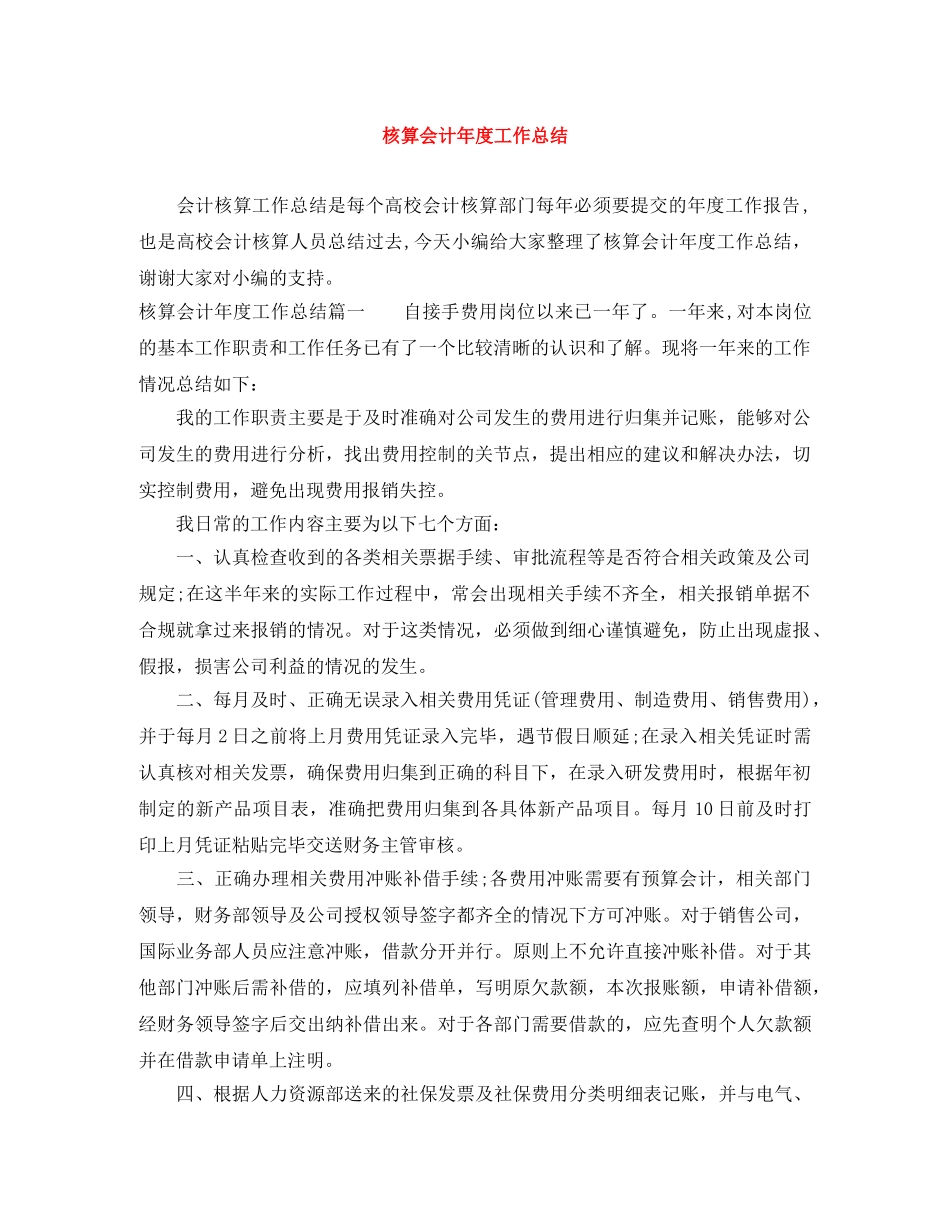 核算会计年度工作总结 _第1页