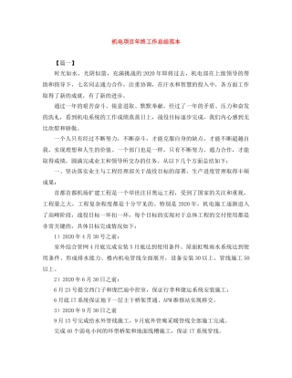 机电项目年终工作总结范本 