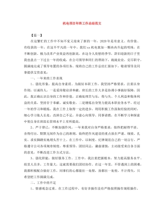 机电项目年终工作总结范文 