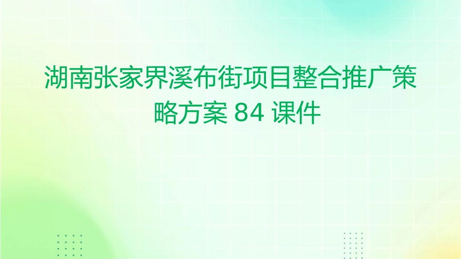 湖南张家界溪布街项目整合推广策略方案84课件_第1页