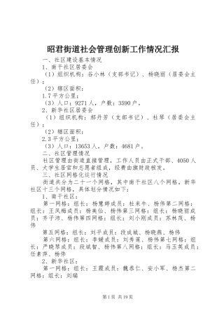 昭君街道社会管理创新工作情况汇报