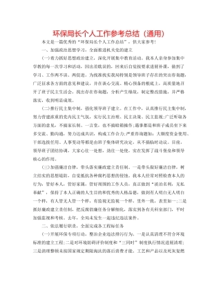 环保局长个人工作参考总结（通用）