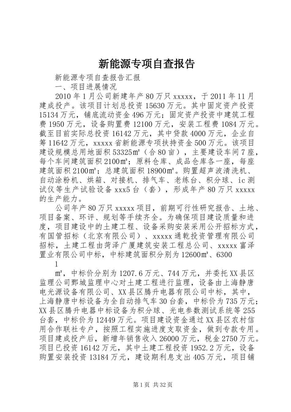 新能源专项自查报告_第1页