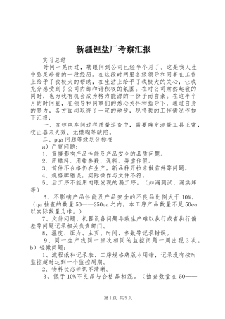 新疆锂盐厂考察汇报