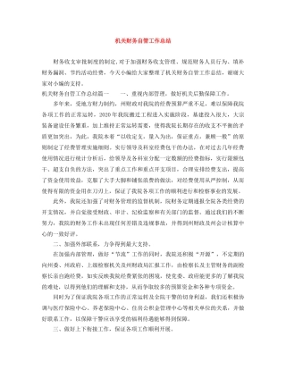 机关财务自管工作总结 