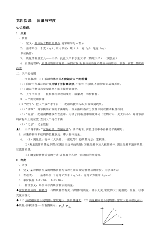 八年级物理质量与密度知识点练习