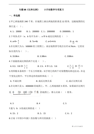 专题05比和比例小升初数学专项复习
