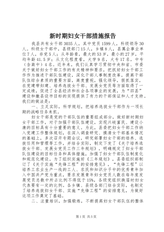新时期妇女干部措施报告