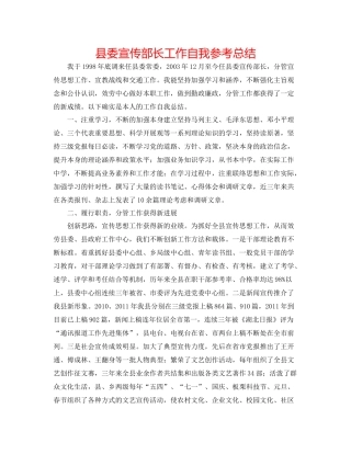 县委宣传部长工作自我参考总结