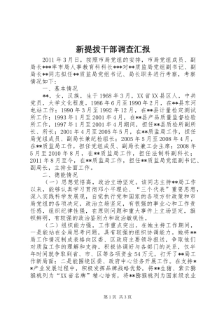 新提拔干部调查汇报