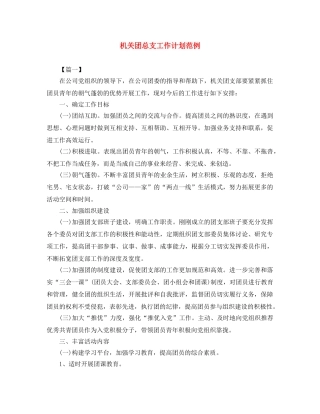 机关团总支工作计划范例 