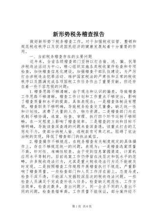 新形势税务稽查报告