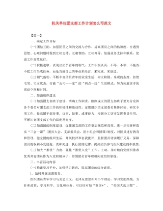 机关单位团支部工作计划怎么写范文 