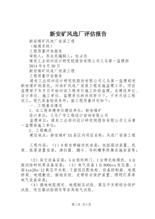 新安矿风选厂评估报告