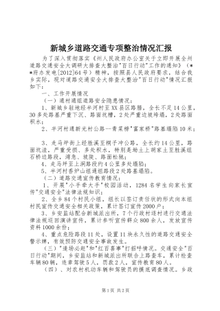新城乡道路交通专项整治情况汇报