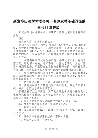 新发乡田边村村委会关于修建农村基础设施的报告[5篇模版]