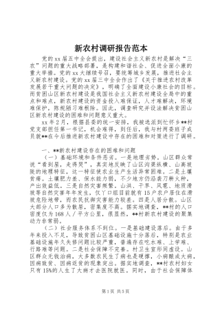 新农村调研报告范本