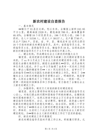 新农村建设自查报告