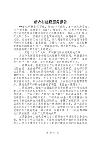 新农村建设服务报告