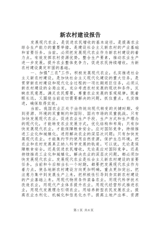 新农村建设报告