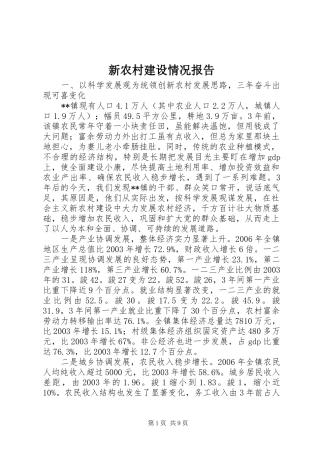 新农村建设情况报告