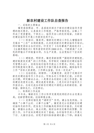 新农村建设工作队自查报告