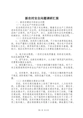 新农村安全问题调研汇报