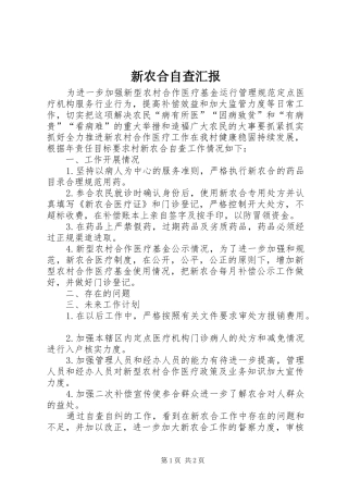新农合自查汇报