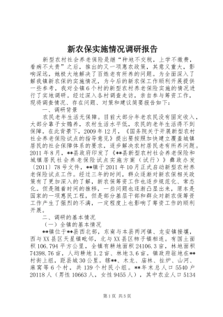 新农保实施情况调研报告