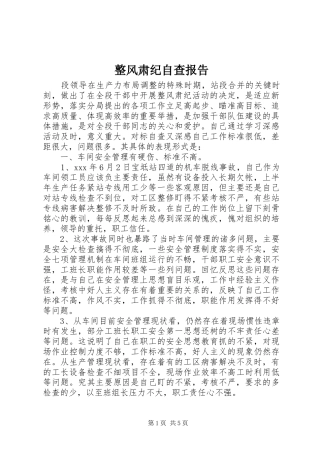 整风肃纪自查报告