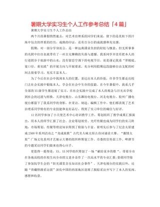 暑期大学实习生个人工作参考总结「4篇」