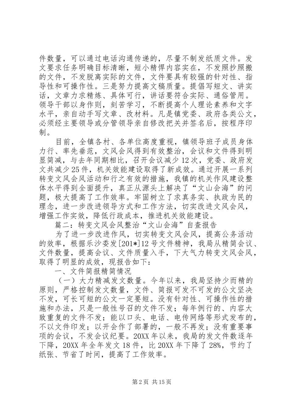 整治文山会海自查报告_第2页