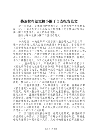 整治拉帮结派搞小圈子自查报告范文