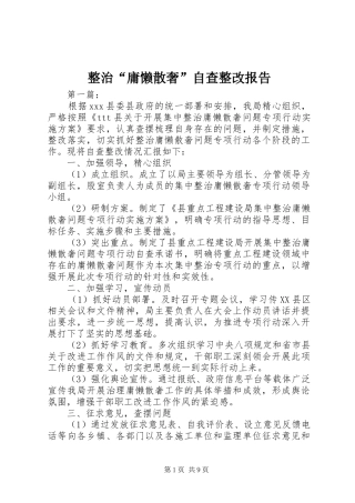 整治“庸懒散奢”自查整改报告