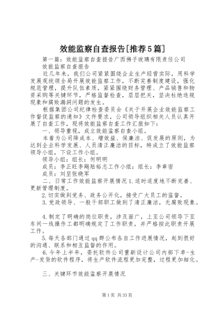 效能监察自查报告[推荐5篇]