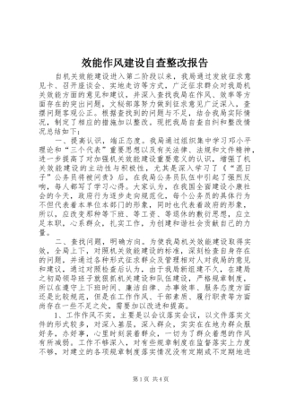 效能作风建设自查整改报告