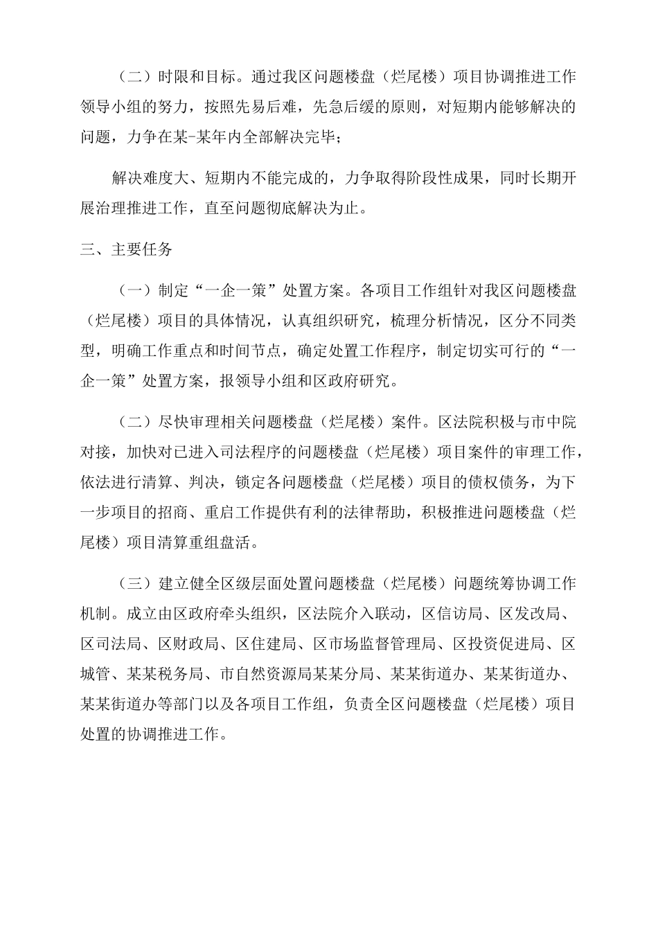 历史遗留问题楼盘项目处置推进工作实施方案范文_第2页