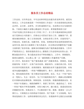 服务员工作总结精品 