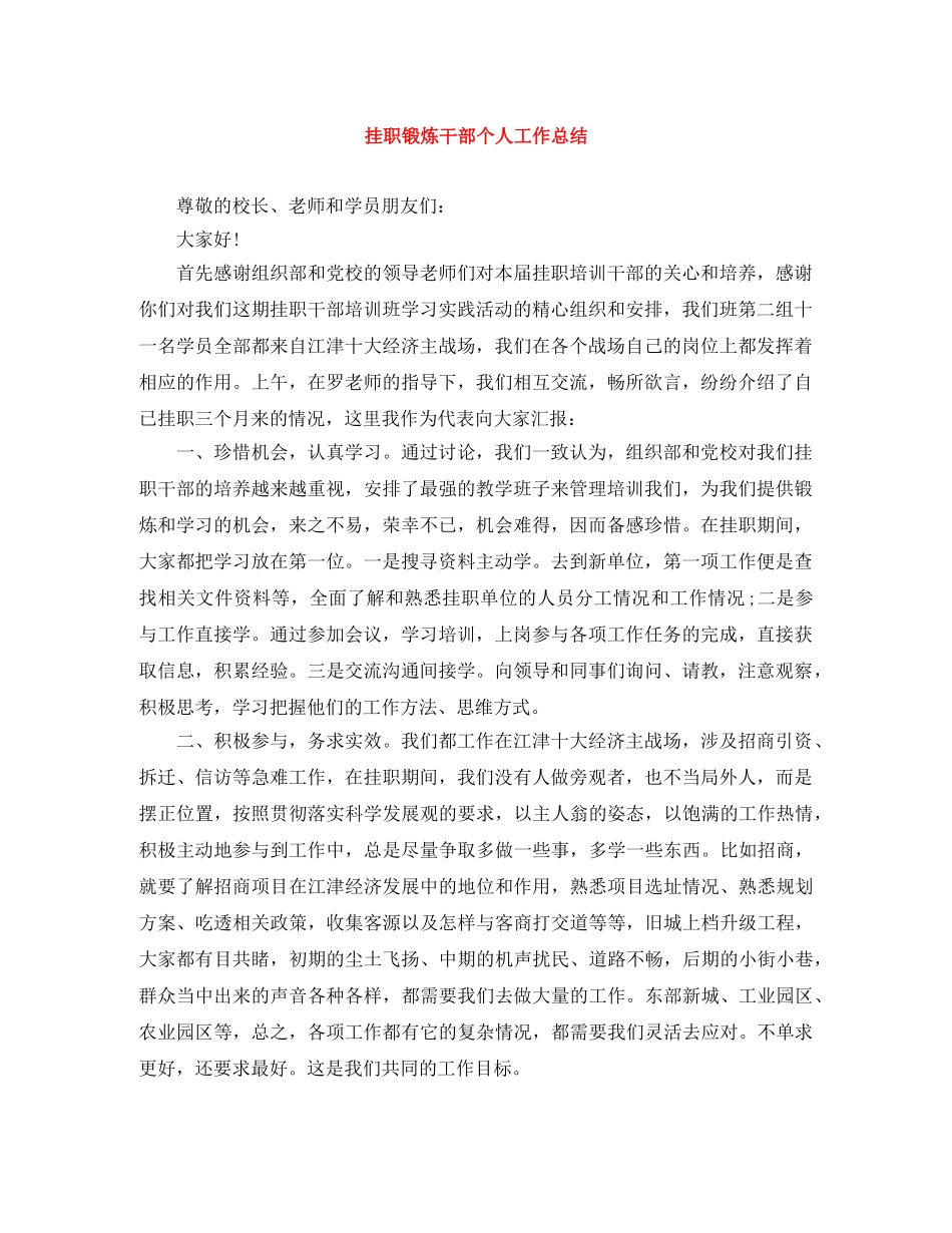 挂职锻炼干部个人工作总结 _第1页