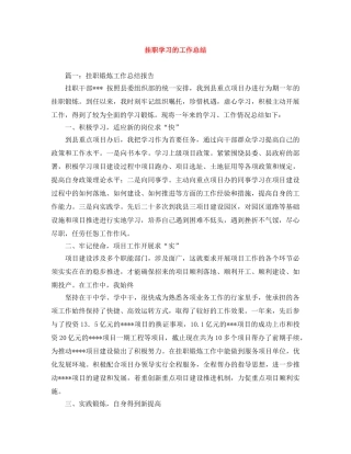 挂职学习的工作总结 
