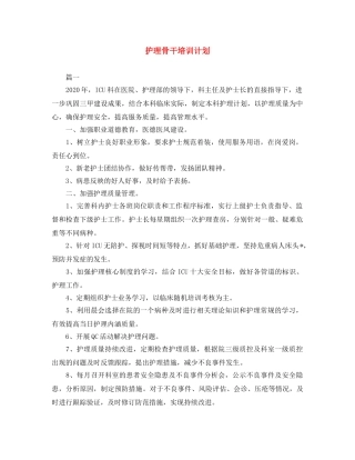 护理骨干培训计划 