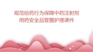 规范给药行为保障中药注射剂用药安全品管圈护理课件