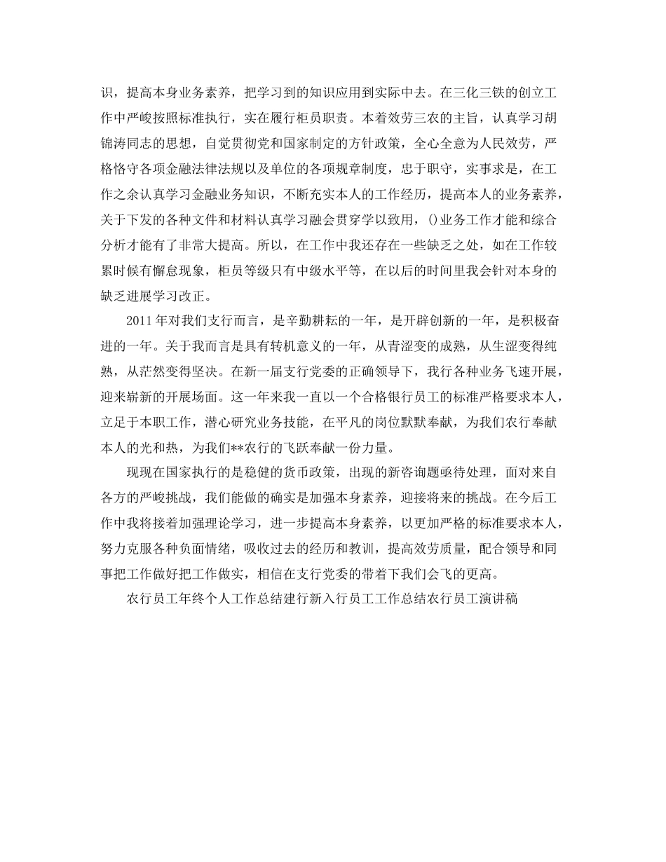 农行员工个人工作参考总结（通用）_第2页
